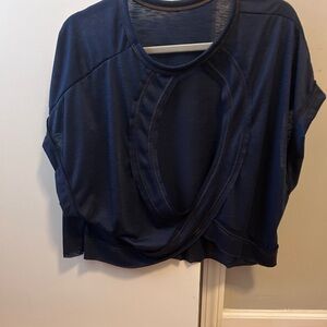navy blue cropped shirt
